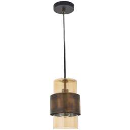 Merano Palermo Brass Patina and Champagne Lustre Glass Pendant Ceiling Light - Size: 19.5 x 19.5 x 152.5cm - Brown - Wilko