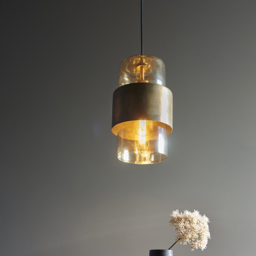 Merano Palermo Brass Patina and Champagne Lustre Glass Pendant Ceiling Light - Size: 19.5 x 19.5 x 152.5cm - Brown - Wilko - thumbnail 6