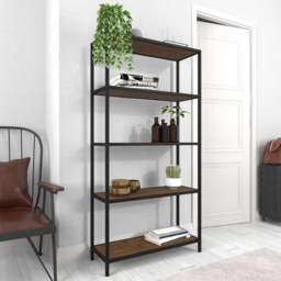 Ealing 5 Shelf Solid Pine Bookcase - Brown - LPD Home - Wilko