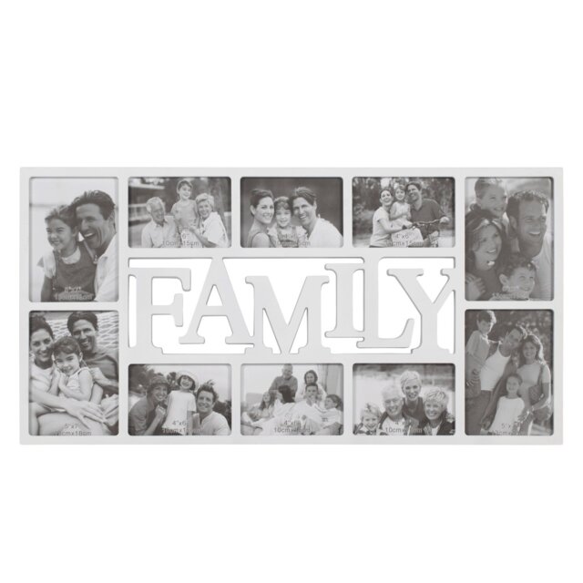 Single Multi Aperture Family Collage Photo Frame in Assorted styles 14 x 29 inch - White - The Port. Co Gallery - Wilko - image 1