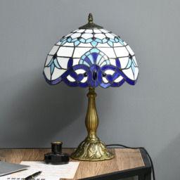 Portland Stained Glass Antique Table Lamp - Size: 48 x 30 x 30cm - Blue - Wilko - thumbnail 5