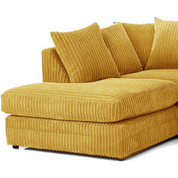 Luxor 3 Seater Mustard Jumbo Cord Left Hand Facing Corner Sofa - Yellow - Wilko - thumbnail 4