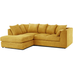 Luxor 3 Seater Mustard Jumbo Cord Left Hand Facing Corner Sofa - Yellow - Wilko - thumbnail 3