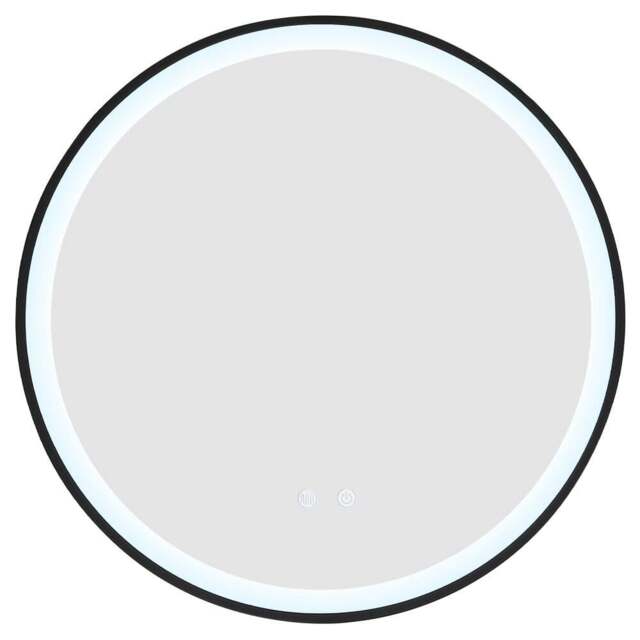Living and Home White Framed Round LED Mirror - Size: 90 x 90cm - Wilko - image 1