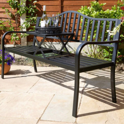 Home Source Valletta 3 Seater Black Garden Bench Loveseat - Size: 85 x 150 x 60cm - Wilko - thumbnail 1