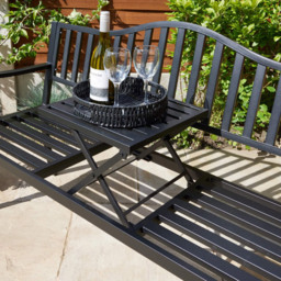 Home Source Valletta 3 Seater Black Garden Bench Loveseat - Size: 85 x 150 x 60cm - Wilko - thumbnail 5