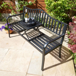 Home Source Valletta 3 Seater Black Garden Bench Loveseat - Size: 85 x 150 x 60cm - Wilko - thumbnail 4