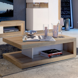 Florence Lyon Riviera Oak and White Coffee Table - Size: 68.1 x 105.6 x 37.2cm - Multi - Furniture to Go - Wilko