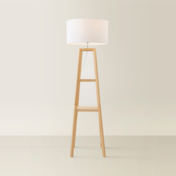 ValueLights Wakefield White Fabric Shade Quad Base LED Floor Lamp with 2 Shelves - Cream - Wilko - thumbnail 6
