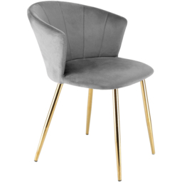 Ella Dining Accent Chair Velvet Upholstery - Grey (Gold Legs) - Size: 75 x 56 x 60cm - Genesis - Wilko - thumbnail 5
