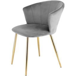 Ella Dining Accent Chair Velvet Upholstery - Grey (Gold Legs) - Size: 75 x 56 x 60cm - Genesis - Wilko - thumbnail 3