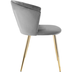 Ella Dining Accent Chair Velvet Upholstery - Grey (Gold Legs) - Size: 75 x 56 x 60cm - Genesis - Wilko - thumbnail 6