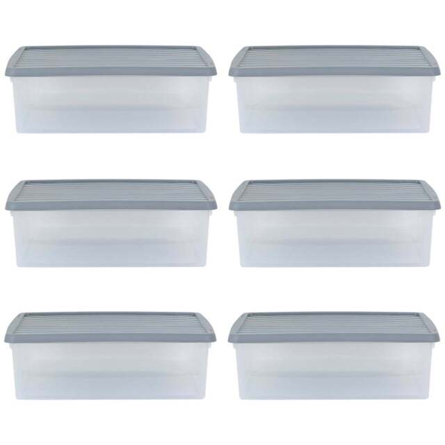 Wham 23.5L Clear Stackable Plastic Storage Box with Lid 6 Pack - Wilko - image 1