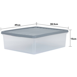 Wham 23.5L Clear Stackable Plastic Storage Box with Lid 6 Pack - Wilko - thumbnail 6