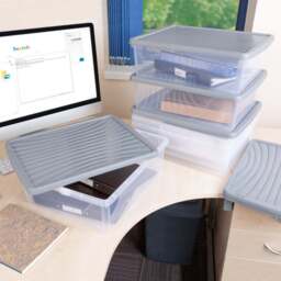 Wham 23.5L Clear Stackable Plastic Storage Box with Lid 6 Pack - Wilko - thumbnail 3