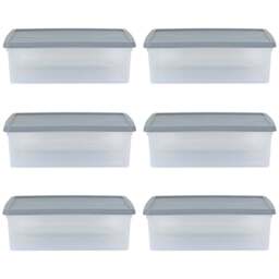 Wham 23.5L Clear Stackable Plastic Storage Box with Lid 6 Pack - Wilko