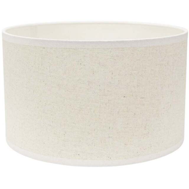 ValueLights Eva Natural Linen Small Drum Lamp Shade with White Trim - Cream - Wilko - image 1