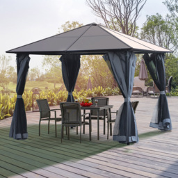 Outsunny 3 x 3m Grey Aluminium Frame Hardtop Gazebo - Size: 270 x 300 x 300cm - Wilko - thumbnail 1