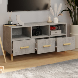 vidaXL 3 Drawer 3 Shelf Concrete Grey TV Cabinet - Size: 50 x 102 x 36cm - Wilko - thumbnail 1