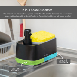 Innoteck Essentials 3 in 1 Hand and Dish Soap Dispenser - Size: 14.5 x 19 x 10.5cm - Black - Wilko - thumbnail 5