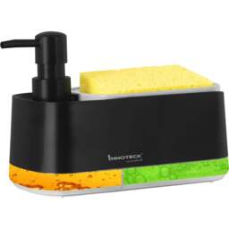 Innoteck Essentials 3 in 1 Hand and Dish Soap Dispenser - Size: 14.5 x 19 x 10.5cm - Black - Wilko
