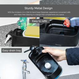 Innoteck Essentials 3 in 1 Hand and Dish Soap Dispenser - Size: 14.5 x 19 x 10.5cm - Black - Wilko - thumbnail 4