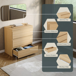 Vida Designs Denver 3 Drawer Pine Chest of Drawers - Brown - Wilko - thumbnail 7