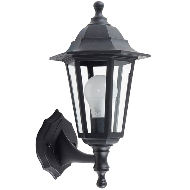 ValueLights Outdoor Black Wall Lantern - Size: 21 x 35 x 35cm - Wilko - image 1
