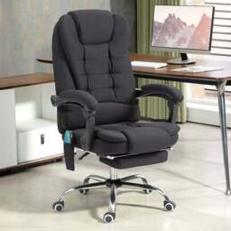 Portland Black Vibration Massage and Heat Office Chair with Footrest - Size: 122 x 70 x 65cm - Wilko