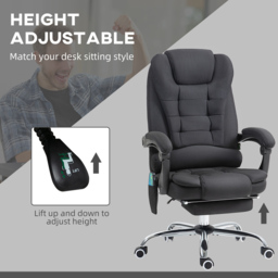 Portland Black Vibration Massage and Heat Office Chair with Footrest - Size: 122 x 70 x 65cm - Wilko - thumbnail 4