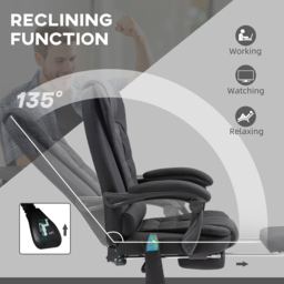 Portland Black Vibration Massage and Heat Office Chair with Footrest - Size: 122 x 70 x 65cm - Wilko - thumbnail 6