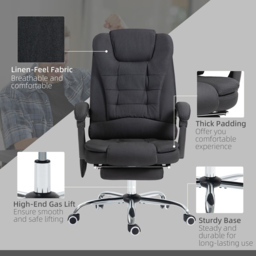 Portland Black Vibration Massage and Heat Office Chair with Footrest - Size: 122 x 70 x 65cm - Wilko - thumbnail 7