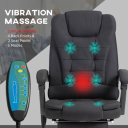 Portland Black Vibration Massage and Heat Office Chair with Footrest - Size: 122 x 70 x 65cm - Wilko - thumbnail 5