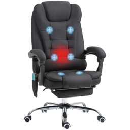 Portland Black Vibration Massage and Heat Office Chair with Footrest - Size: 122 x 70 x 65cm - Wilko - thumbnail 3