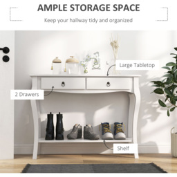 Portland 2 Drawer Ivory White Console Table - Size: 100 x 33 x 76cm - Wilko - thumbnail 6