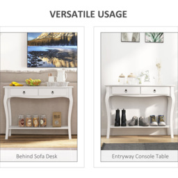 Portland 2 Drawer Ivory White Console Table - Size: 100 x 33 x 76cm - Wilko - thumbnail 7