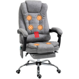 Portland Grey Microfiber Swivel Vibration Massage Ergonomic Office Chair - Size: 65 x 70 x 119cm - Wilko - thumbnail 3