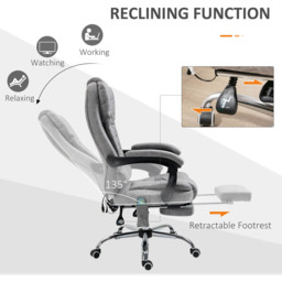 Portland Grey Microfiber Swivel Vibration Massage Ergonomic Office Chair - Size: 65 x 70 x 119cm - Wilko - thumbnail 4