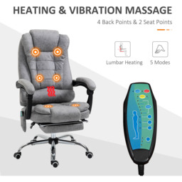Portland Grey Microfiber Swivel Vibration Massage Ergonomic Office Chair - Size: 65 x 70 x 119cm - Wilko - thumbnail 6