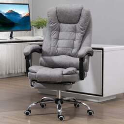 Portland Grey Microfiber Swivel Vibration Massage Ergonomic Office Chair - Size: 65 x 70 x 119cm - Wilko