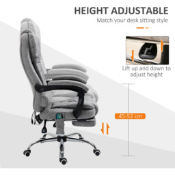 Portland Grey Microfiber Swivel Vibration Massage Ergonomic Office Chair - Size: 65 x 70 x 119cm - Wilko - thumbnail 5