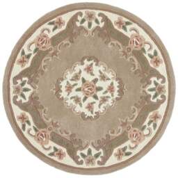 Origins Shensi Beige Wool Round Rug 120cm - Size: 120 x 120cm - Cream - Origins Rugs - Wilko - thumbnail 1