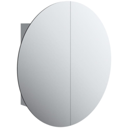 vidaXL 2 Door Grey Round LED Mirror Bathroom Cabinet - Size: 54 x 54 x 17.5cm - Wilko - thumbnail 3