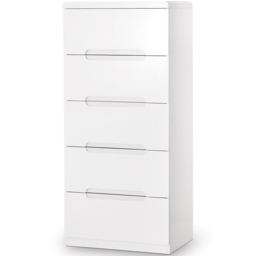 Julian Bowen Manhattan 5 Drawer White Narrow Chest of Drawers - Wilko - thumbnail 3