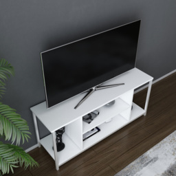 Decorotika Rinaldo 4 Open Shelf White Wide TV Unit - Size: 51 x 120 x 35cm - Wilko - thumbnail 4