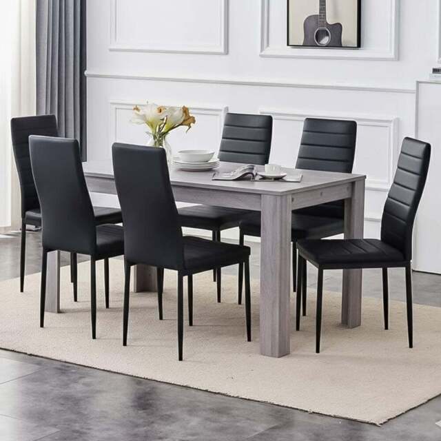 Portland Kosy Koala 6 Seater Dining Set Grey and Black - Wilko - image 1