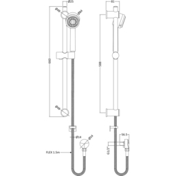 nuie Chrome Round Shower Slide Rail Kit 660mm - Size: 66 x 2.5 x 8.1cm - Silver - Wilko - thumbnail 4