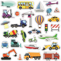 Walplus Construction and City Transport Double Sided Reusable Gel Window Sticker 28 Piece - Size: 0.3 x 30 x 55cm - Red - Wilko - thumbnail 1