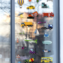 Walplus Construction and City Transport Double Sided Reusable Gel Window Sticker 28 Piece - Size: 0.3 x 30 x 55cm - Red - Wilko - thumbnail 4
