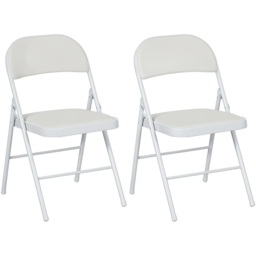 HOMCOM Set of 2 White Metal Frame Foldable Padded Chairs with Cushioned Seat - Wilko - thumbnail 3